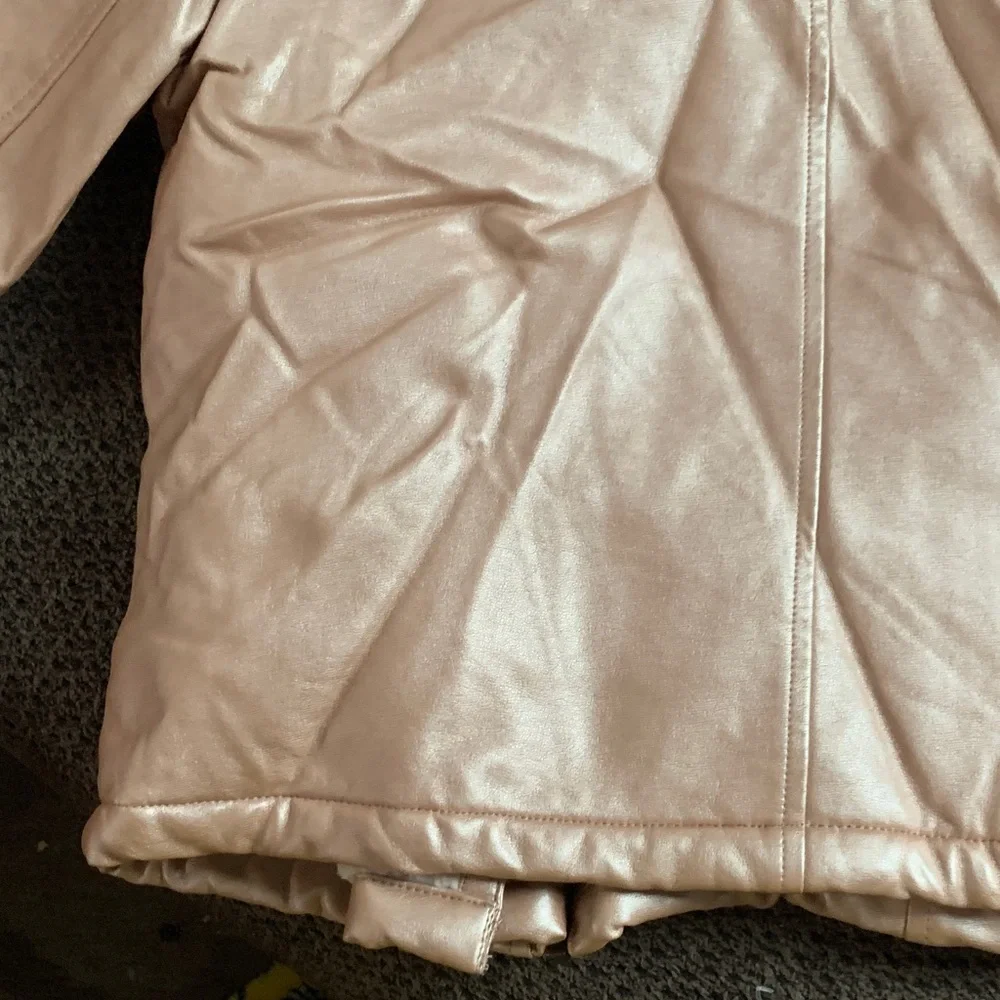 Place Metallic Rose Gold Faux Leather Sherpa Jacket